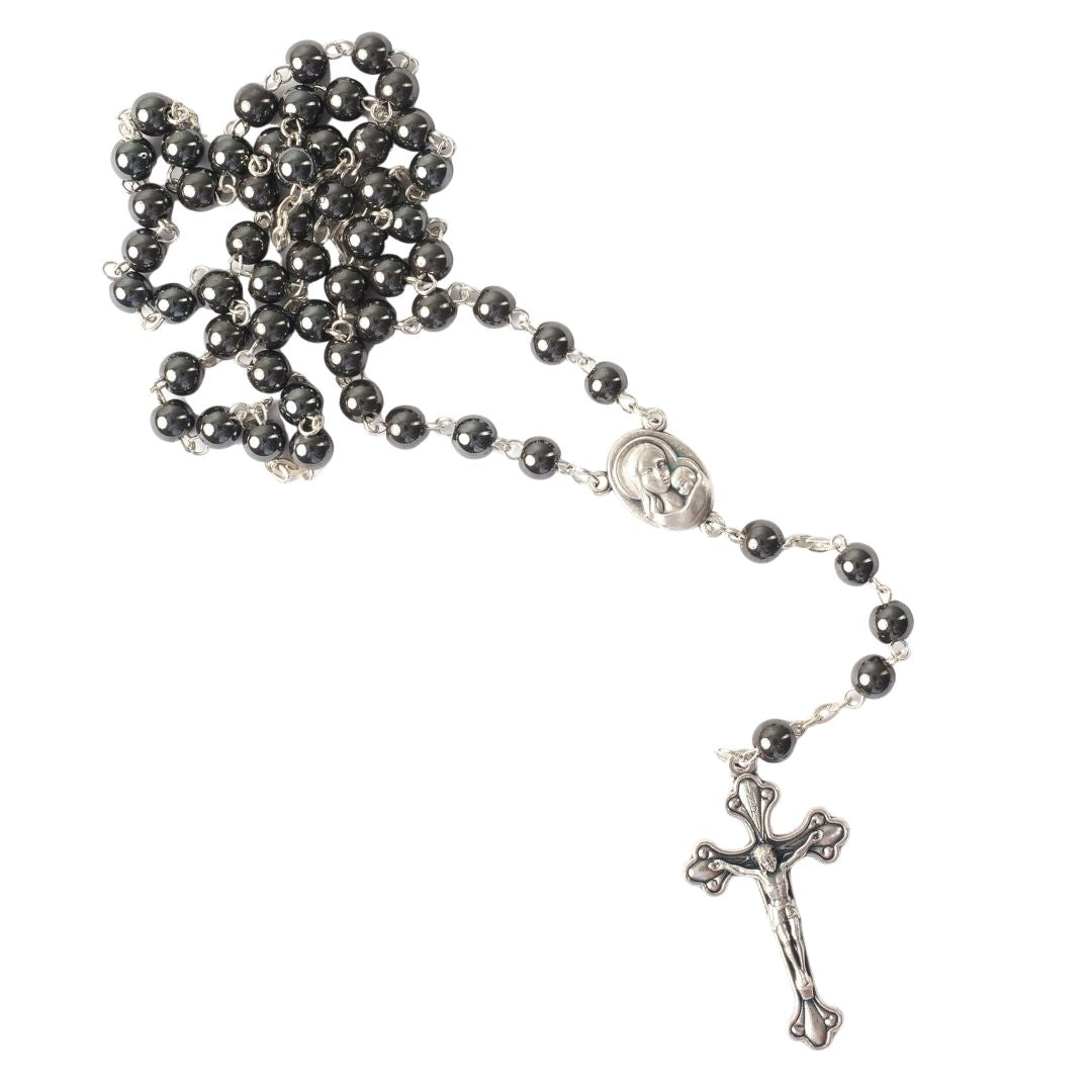 Rosenkranz mit runden Hämatitperlen