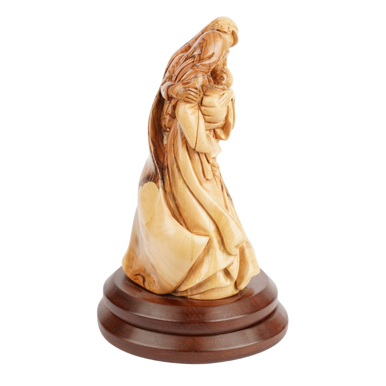 Heilige Familie mit dem Neugeborenen – Handgeschnitzte Olivenholzfigur aus Bethlehem (27 cm)