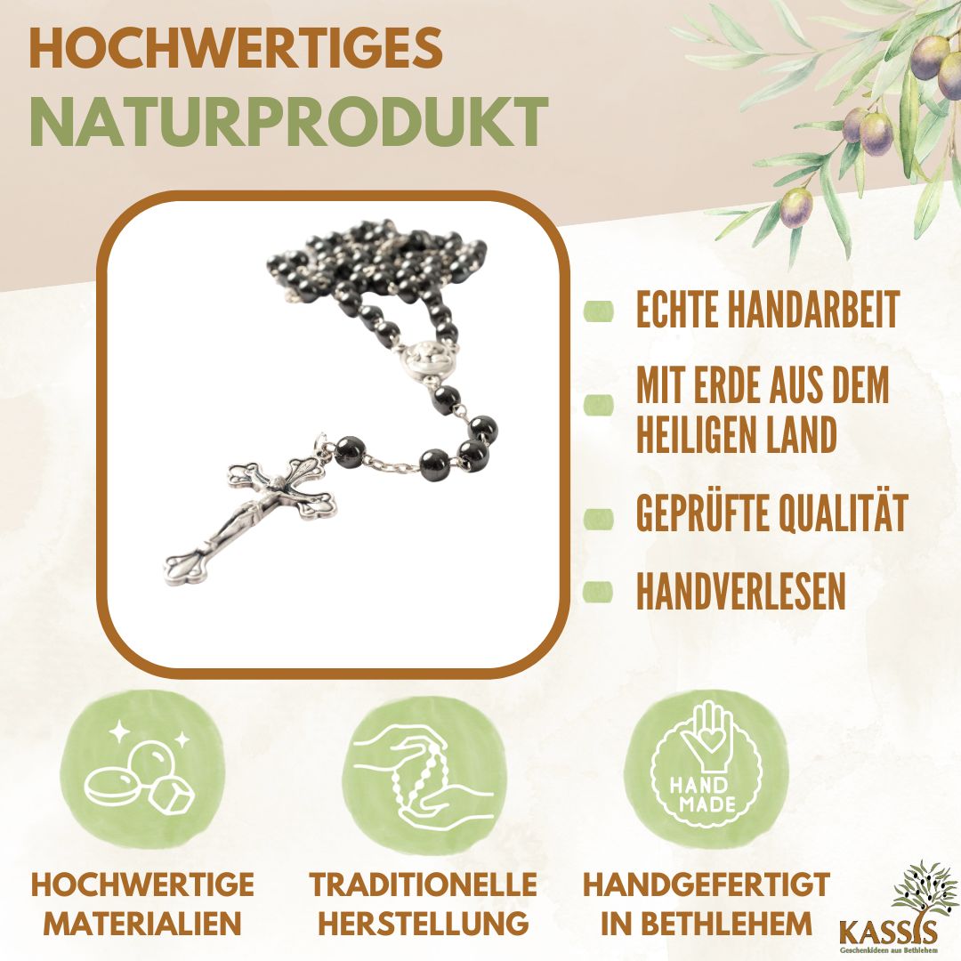 Rosenkranz mit runden Hämatitperlen