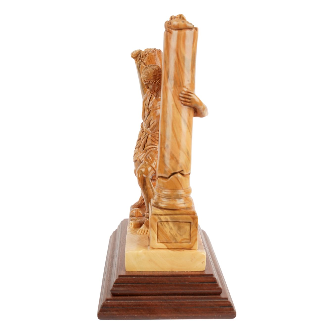 Handgeschnitzte Skulptur „Samson zerstört die Säulen“ – Olivenholzkunst aus Bethlehem (28 cm)