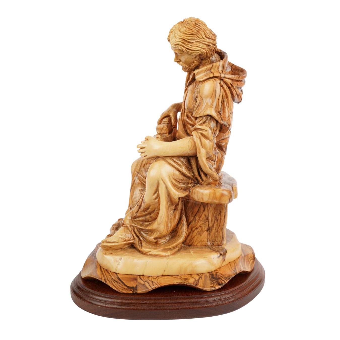 Handgeschnitzte Skulptur „Josef als Zimmermann“ – Olivenholzfigur aus Bethlehem (29 cm)