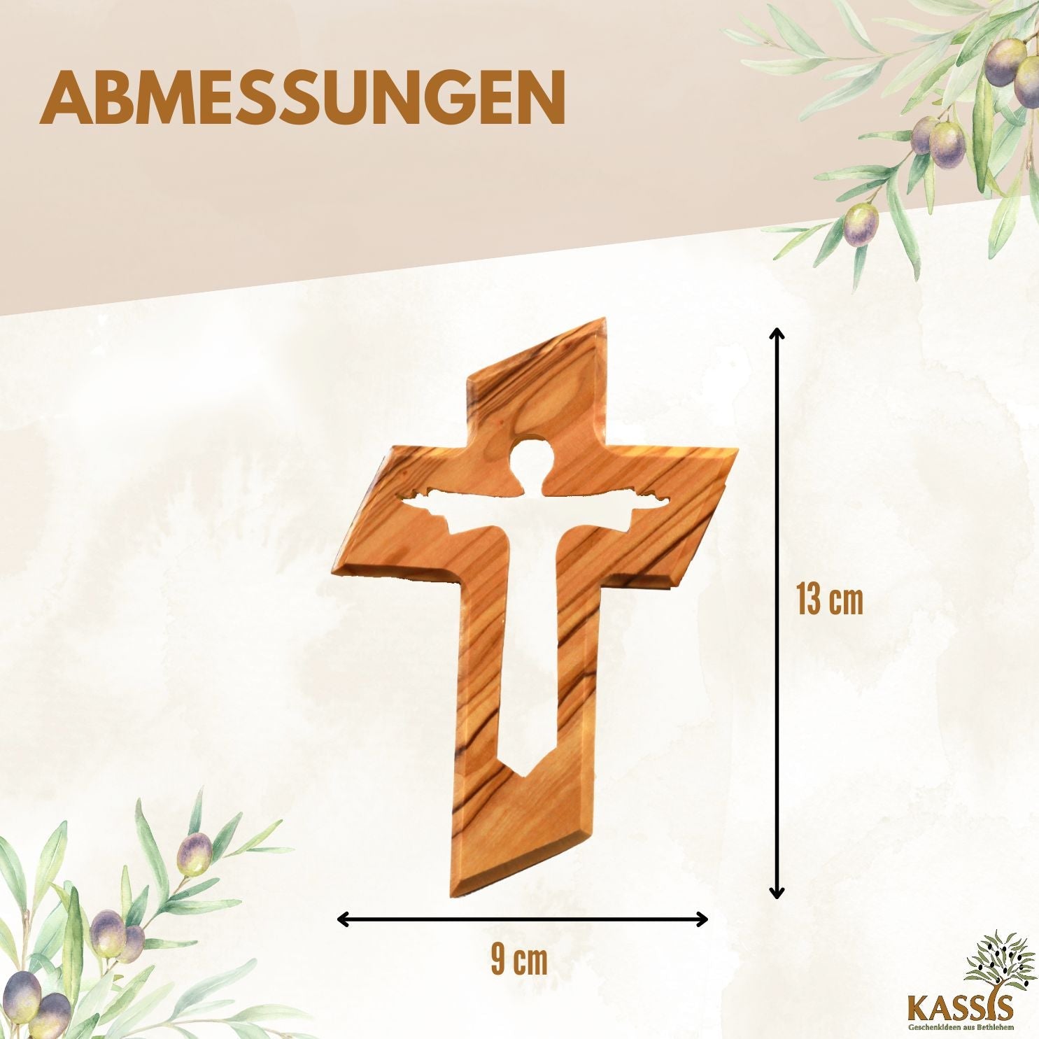 Olivenholz Wandkreuz mit dem Auferstandenen Jesus