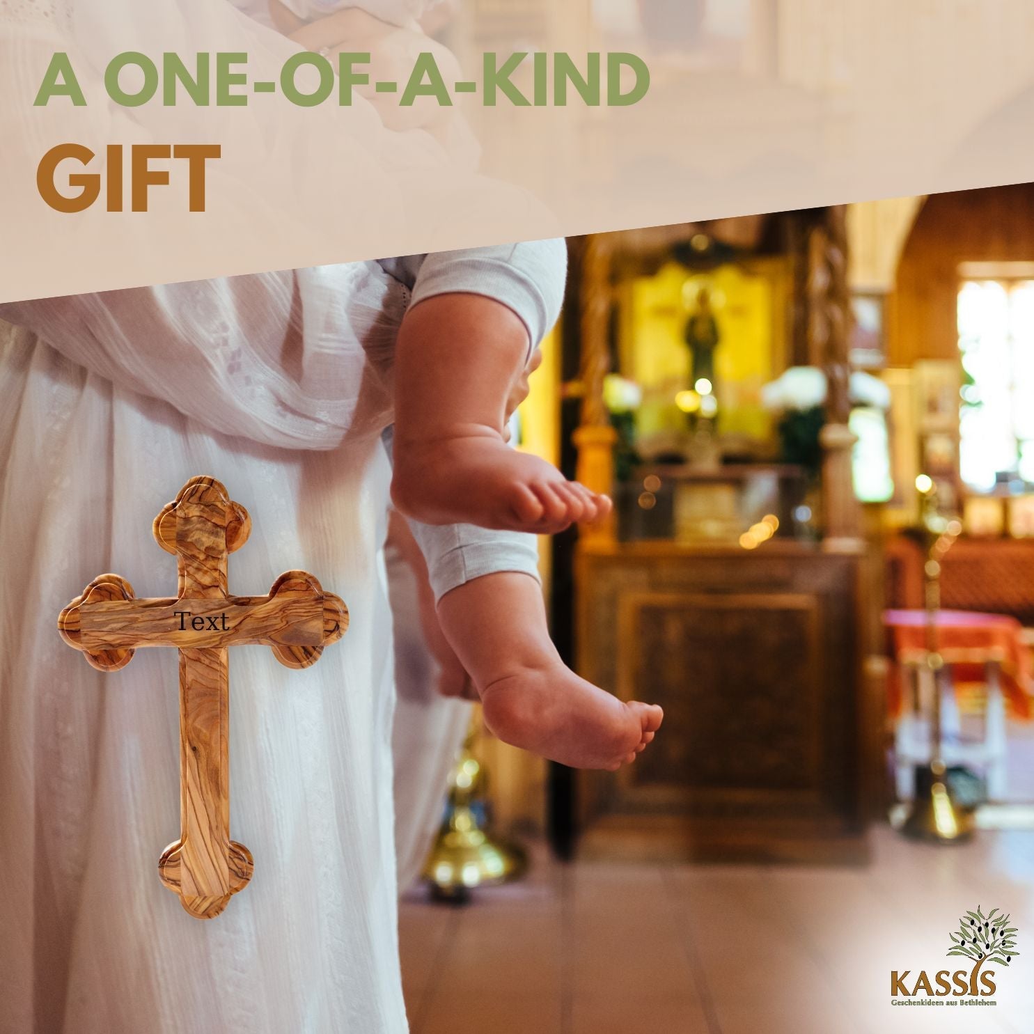 Zweite Wahl: Olivenholz Kreuz mit runden Kanten – mit kleinen Makeln